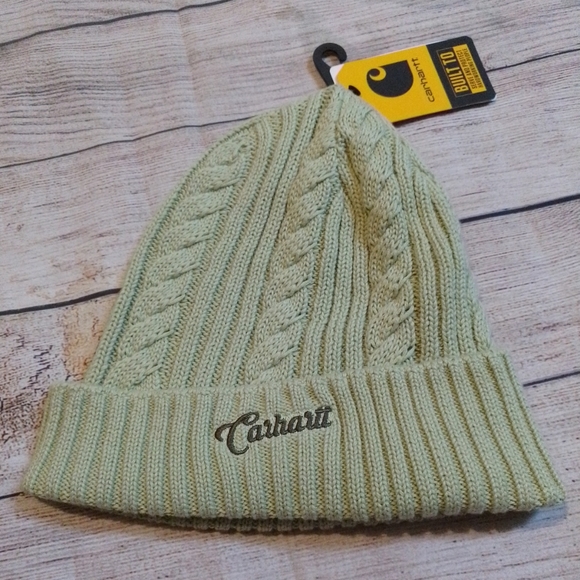 Carhartt Hat Womens Winter Rib Knit Fisherman Beanie Mint Green - Picture 1 of 4